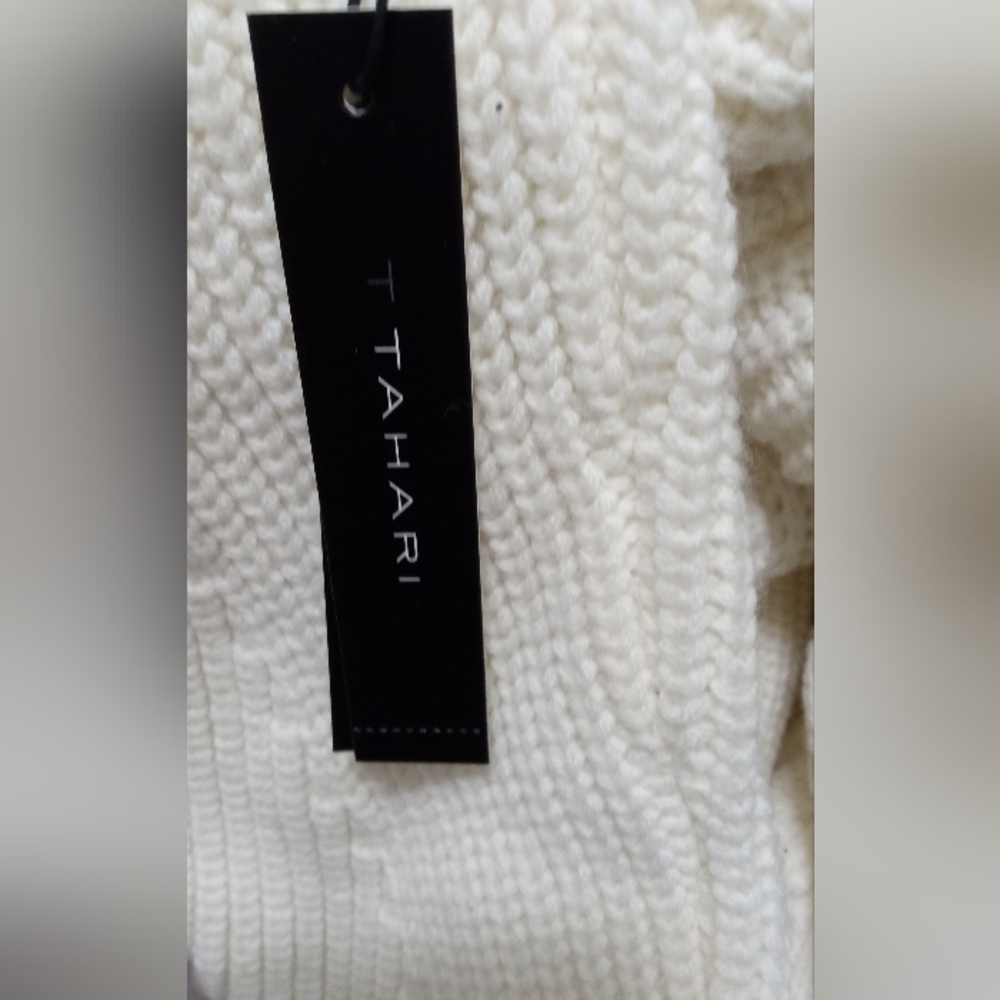 Elie Tahari Ivory Thick Wool Blend Cowl Neck Vintage Sweater - Size: L - Picture 7 of 16
